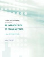 Student Solutions Manual to Accompany an Introduction to Econometrics: A Self-Contained Approach (Paperback, New) - Frank Westhoff Photo