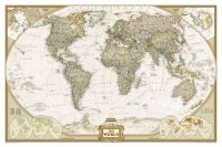 World Political Antique Map: Laminated Executive Line - Scale 1:36,384,000  (Sheet map, flat) - National Geographic Maps Photo
