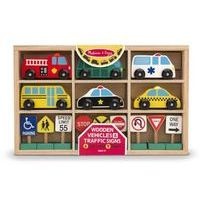 Melissa & Doug Wooden Vehicles & Traffic Signs: 6 Cars and 9 Signs - Melissa Doug Photo