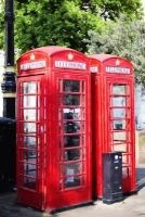 A Pair of Red British Phone Booths in London - Blank 150 Page Lined Journal for Your Thoughts, Ideas, and Inspiration (Paperback) - Unique Journal Photo