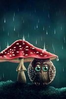 Cute Little Owl Under a Mushroom in the Rain Illustration Journal - 150 Page Lined Notebook/Diary (Paperback) - Cs Creations Photo