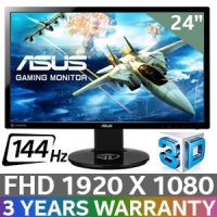 Asus [OPEN BOX] VG248QE 24" 3D FHD1920x1080 LED 144Hz Gaming Monitor / 2D to 3D conversion hotkey / Trace-free / 2x 2w speaker / 4-way adjustable stand / response time- 1ms / 144Hz / HDMi / DVi / Disp Photo