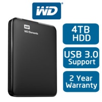 Western Digital Elements 4TB HDD / 2.5" / USB 3.0 External Hard Drive / WDBU6Y0040BBK-WESN / Black Photo
