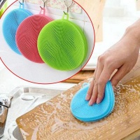 SDP 100 piecesS Kitchen Multifunction Pad Silicone Fruit Vegetable Cleaner Washing Tools Random Color Delivery Photo