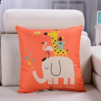 SDP Cartoon White Elephant Pattern Linen Cotton Cushion Bed Backrest Support Throw Pillow with Pillow Insert Size: 45cm x 45cm Photo