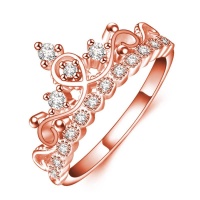 SDP Princess Queen Crown-shaped Rose Gold Plated Zircon Ring US Size: 5 Diameter: 15.7mm Perimeter: 49.3mm Photo