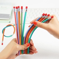 SDP 10 piecesS Cute Stationery Colorful Magic Bendy Flexible Soft Pencil with Eraser Student School Office Use Photo