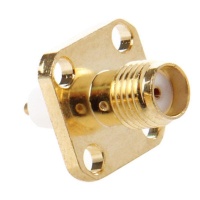SDP 10 piecesS Gold Plated SMA Female 4 Holes Chassis Panel Mount Extended Dielectric Solder Connector Adapter Photo