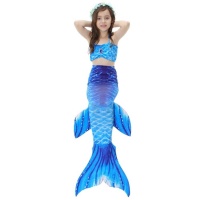 SUNSKYCH 3 piecesS / Sets Children Swimming Mermaid Tails Bikini Cosplay Mermaid Swimwear Size: 140 Photo