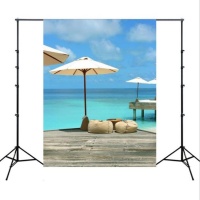 SUNSKYCH 1.5m x 2.1m Simulation 3D Beach Seascape Coconut Tree Photo Photography Background Cloth Photo