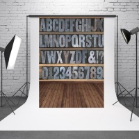 SUNSKYCH 1.5m x 2.1m Alphabet Wood Board Baby Photo Digital Photo Background Cloth Photo