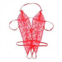 OLO Erotic Lingerie Sexy Costumes Lace Siamese Perspective Three-Point Underwear G-string Sexy Lingerie Adult Products - Red Photo