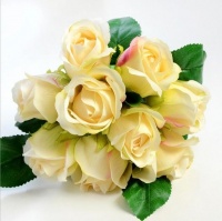 South African Importers 1 Bouquet Artificial Rose Bouquet Decorative Silk Flowers Bride Bouquets for Wedding Home Party Decoration Wedding Supplies1 - 9 piecess yellow Photo