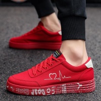 South African Importers HZXINLIVE 2019 Fashion Women Vulcanized Shoes Sneakers Ladies Lace-up Casual Shoes Breathable Canvas Lover Shoes Graffiti Flat - red / 9.5 Photo