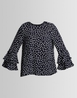 Revenge Double Frill Sleeve Top Navy Photo