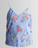 New Look Floral Print Pleated Cami Top Blue Photo