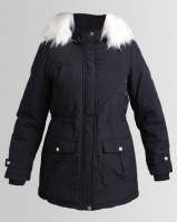 New Look Faux Fur Trim Hooded Parka Navy Photo