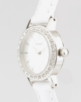 Guess Stella With White Strap Watch Silver-Plated Photo