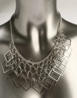 Ruby Rocks Square Detail Statement Necklace Silver-Tone Photo