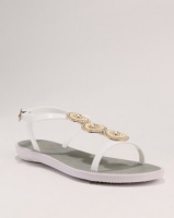 Bata Ladies Back Strap Flat Jewel Sandals White Photo