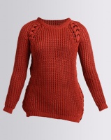 Utopia Chunky Knitwear With Lace Up Jersey Red Photo