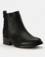 Julz Zandali Leather Fabric Combo Ankle Boots Black Photo