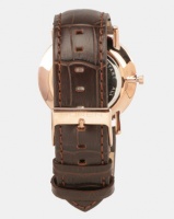 Buren Leather Strap Round Watch Rose Gold-plated Photo
