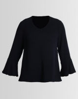 Gordon Smith Ruffled Sleeve Top Navy Photo