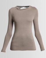 Assuili Kea Long Sleeve Top With Back Lace Taupe Photo