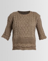 Utopia Cable Cropped Jumper Oatmeal Photo
