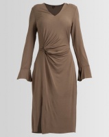 G Couture Knot Front Dress With Sleeves Olive Photo
