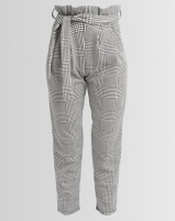 London Hub Fashion Check Paperbag Trousers Monochrome Photo