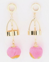Miss Maxi Detailed Ball Drop Earrings Pink/Gold-tone Photo