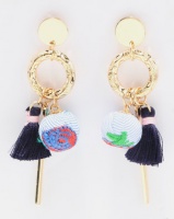 Miss Maxi Detailed Ball and Tassel Drop Earrings Multi/Gold-tone Photo