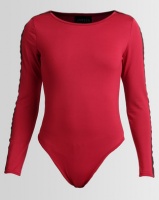 Unseen Long Sleeve Side Stripe Bodysuit Red Photo