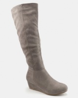 Bata Long Wedge Heeled Boots Grey Photo