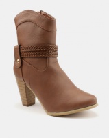 Bata Heeled Ankle Boots With Buckle Detail Brown Photo