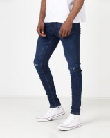Ringspun Apollo Skinny Ripped Jeans Mid Blue Photo