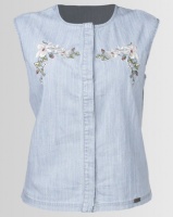 Bellfield Embroidered Sleeveless Top Pale Wash Photo