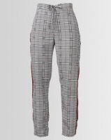 Brave Soul Prince Of Wales Check Trousers With Tape Black/Red Photo