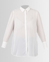 New Look Curves Chiffon Longline Shirt White Photo
