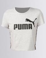 Puma Sportstyle Core Tape Logo Cropped Tee Light Gray Heather Photo