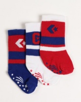 Converse 3 Pack Baby Bootie Socks White/Red/Blue Photo