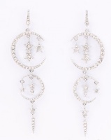 Miss Maxi Moon And Star Drop Earrings Silver-tone Photo