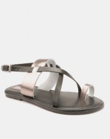 Utopia Leather Strappy Sandals Black Pewter Photo