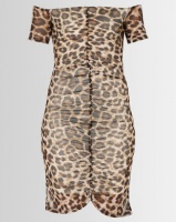 Utopia Bardot Mesh Dress Leopard Print Photo