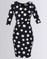 Smashed Lemon Polka Dot Bodycon Dress Navy Photo