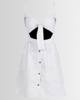 Royal T Peep-Bow Detail Stripe Dress Blue/White Photo