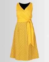 SHWE The Wearable Library Jabu Wrap Dress Midi Length Yellow Photo