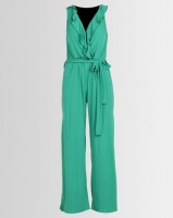 Utopia Knit Ruffle Jumpsuit With Slits Green Photo